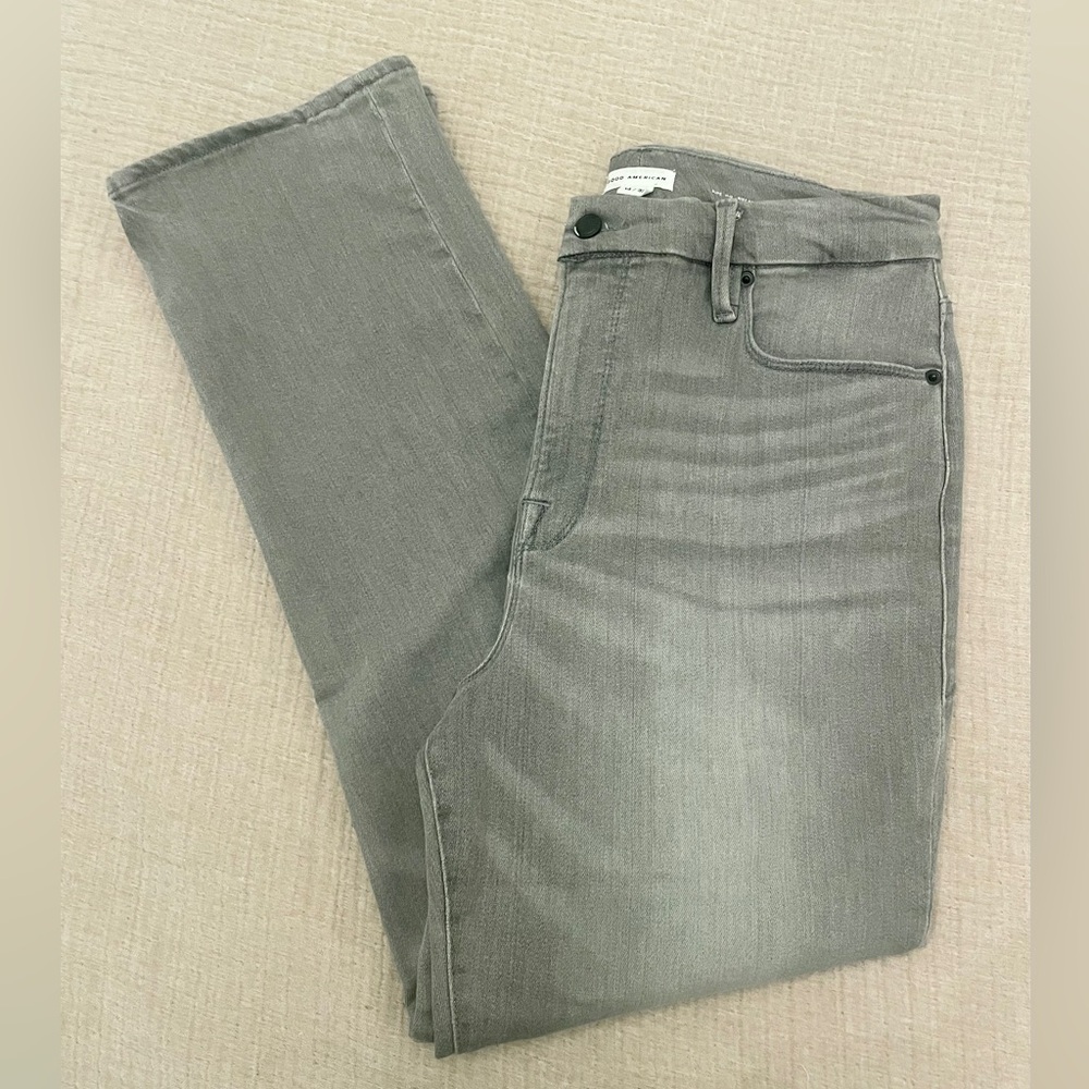 Good American Good Straight High Rise Grey Jeans Size 14 EUC